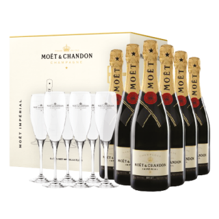 Šampanské Moët & Chandon - Brut Impérial Box + 6 pohárov